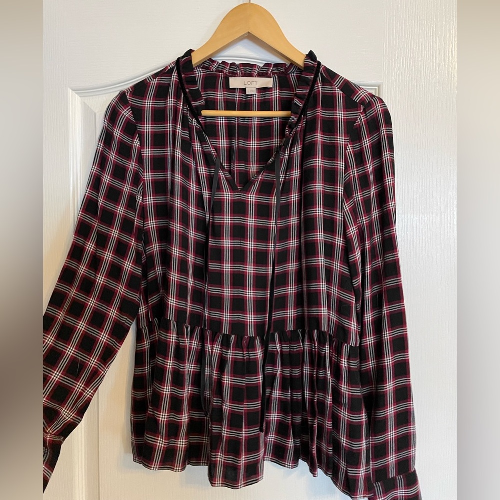 Loft Plaid Baby Doll Top